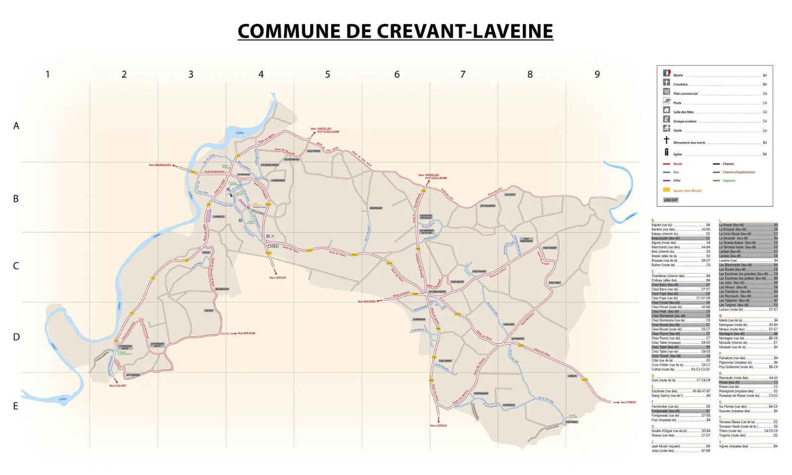 Plan de la commune de Crevant-Laveine